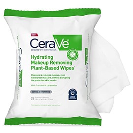 CeraVe Hydrating Facial Cleansing Makeup Remover Wipes| Plant Based Face Wipes| Biodegradable in Home Compost| Face Wash Cloth| Suitable for Sensitive