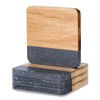 LiWiBet Acacia Wood Black Marble Coasters for Drinks Set of