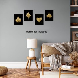 NIIORTY Poker Wall Art Prints Set of 4 Unframed Canvas, 8x10 Inch, Black and Gold Watercolor Playing Card Art for Game Room Bar Bedroom Decor
