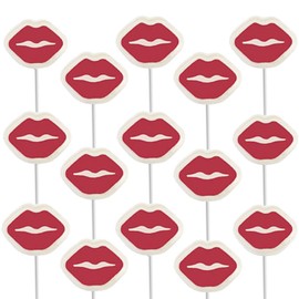 Fruidles Valentine's Red Lips Tattoo Lollipop Sucker, 2 Pounds, White Lip Shaped Lollipop with Red Lips, Individually Wrapped Candy