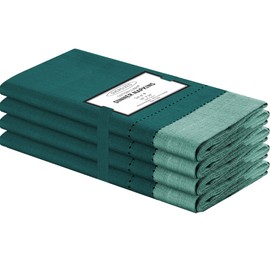 Cotton Clinic Hemstitch Dinner Napkins 100% Cotton Extra Large 20x20 Inch Set of 4 - Soft Durable Reusable Table Napkins for Dining Wedding Parties Holidays Easter and Everyday Use Cloth Napkins Teal