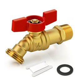 GASHER 1Pcs Outdoor Garden Hose Faucet Ball Valve, 1/2" MNPT X 3/4" GHT Hose Bib for Garden Watering,B Style