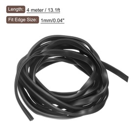 sourcing map sourcing map U Channel Edge Trim, 13.1ft Length Rubber Guard Seal Strip Edge Protector Flat Type Fit for 1mm Edge, (5/32" W x 5/16" H) Black