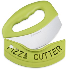 Suanyok Premium Pizza Cutter Food Chopper-Super Sharp Stainless Steel Pizza Cutters Rocker/Slicer/Blade/Knife with Cover Multi Function Kitchen Tools,Dishwasher Safe(Green)