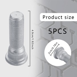 Lecctso 5PCS Wheel Studs, Wheel Hub Bolts, 49mm Long & M12x1.5 Steel Lug Bolts, Car Accessories Heavy Duty Wheel Bolt Compatible with Lexus Toyota Chevy Scion Pontiac OEM #610-266 90942-02049