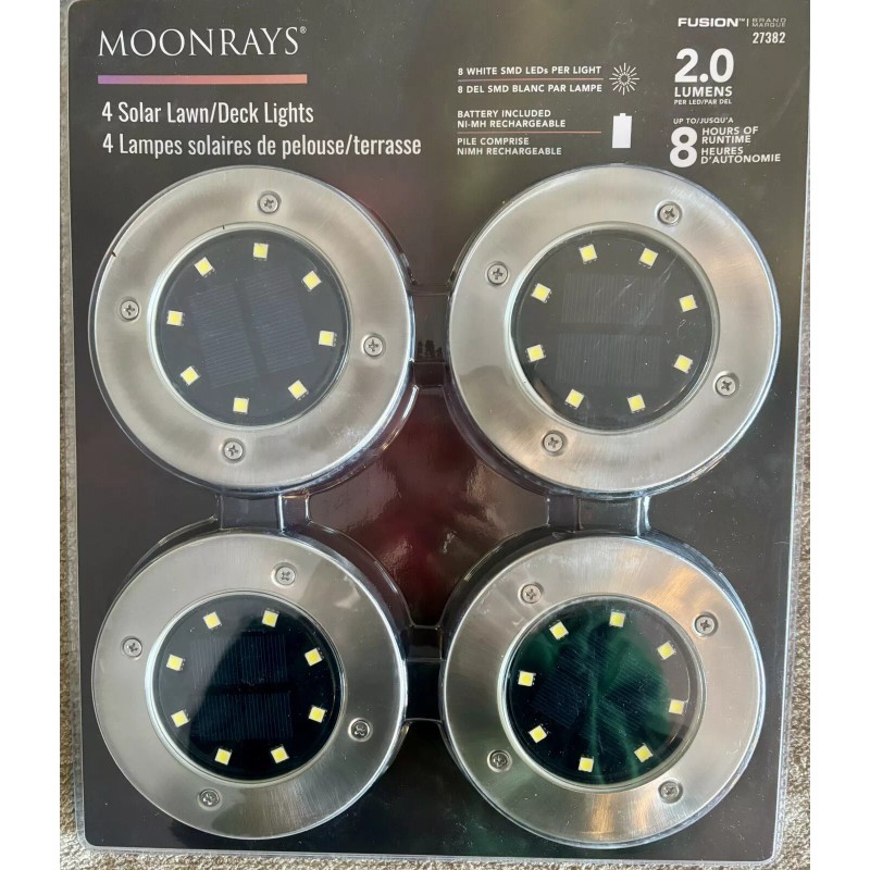 Moonrays 4 Solar Lawn/Deck lights-Solar Powered-2.0-8h