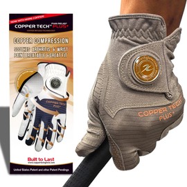 Copper Tech Men’s Golf Gloves - Joint Support for Golfers with Copper Compression - 100% AAA Synthetic Leather - Built for Comfort & Joint-Friendly (Choco Brown, X-Large, Right)