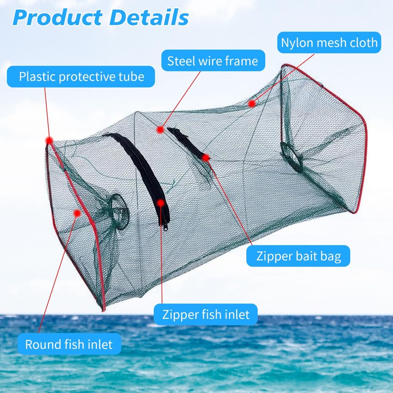 Bait Traps Fishing Nets, Foldable Nylon Fishing Supplies Tool for