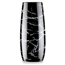 Black, White & Gold Marble Vase | Unique Ceramic Flower Vase for Home Decor, Centerpieces, Pampas Grass, Bouquet | Luxury Aesthetic Room Decor