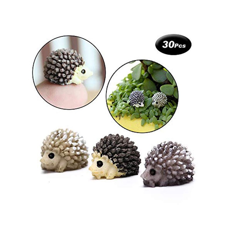 30 Pcs Mini Hedgehog Figurines, Miniature Moss Landscape DIY Garden