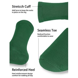 Forony Green Dress Socks for Men Bamboo Rayon Anti Odor Moisture Wicking Size 8-13