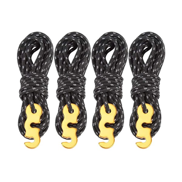 MISSFOX Pack of 4 Reflective Guy Ropes with Rope Tensioner,