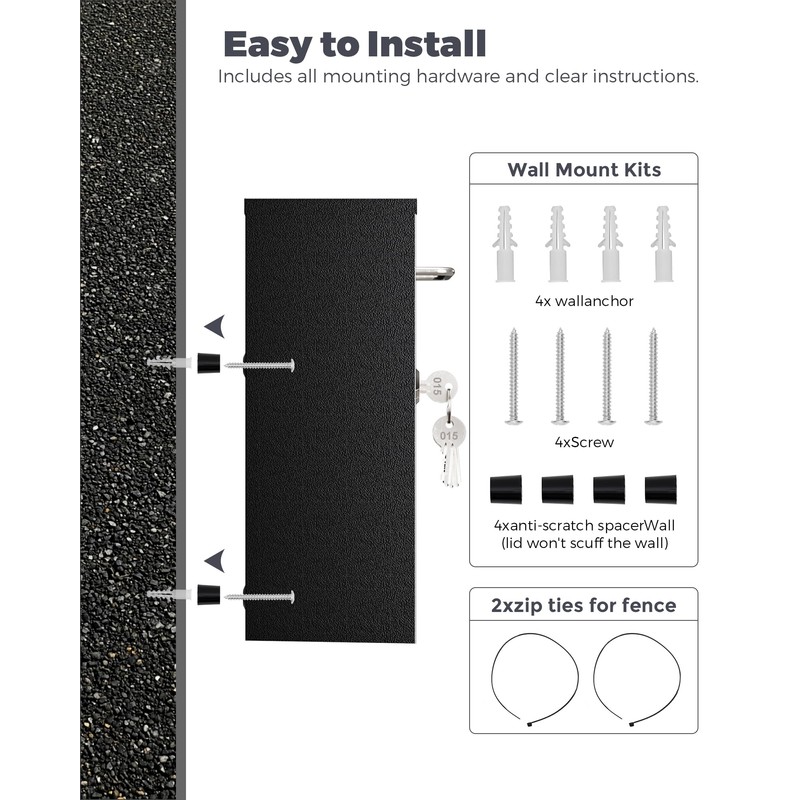 LAND·VOI Mailbox for Outside Wall Mount, Heavy Duty Rustproof, Anti-Theft