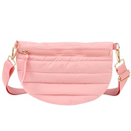 Dealkion Quilted Crossbody Bags for Women Puffer Fanny Pack Sling Bag Puffy Chest Belt Bum Waist Bag Crossbody Purse Bags Quilted Shoulder Bag for Women