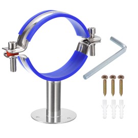 uxcell Stainless Steel Pipe Supports Wall Mount Ceiling Mount Pipe Bracket Adjustable Clamp Pipe Straps with Screws Fit for Dia 80-89mm Pipe Tube