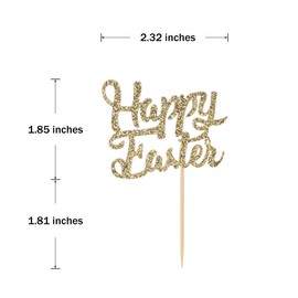 Donoter 48 Pieces Glitter Happy Easter Cupcake Toppers Bunny Egg Carrot Cupcake Picks for Spring Party Decorations
