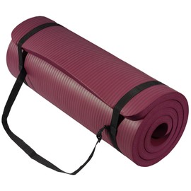 Aurorafy Yoga Mat 1-Inch Extra Thick High-Density Exercise Mat with Non-Slip Surface & Carry Strap for Men & Women Tear-Resistant Pilates Workout Mat for Home Gym, Floor Fitness, Deep Wine