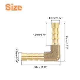 sourcing map 2 Pcs Brass Hose Barb Fitting L Right Angle Elbow Connector Coupler, 1/4" ID Brass Fitting Air Hose Fittings for Connecting Water Fuel Air, Oil Hoses