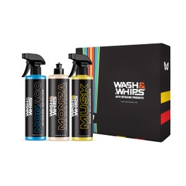 WASH&WHIPS CLEAN - Interior Car Wash Kit (Step 2) – Monaco Interior Cleaner, Musk Odor Eliminator, Monza Leather Conditioner – All-Purpose, Safe for All Surfaces, Effective for a Luxurious Finish