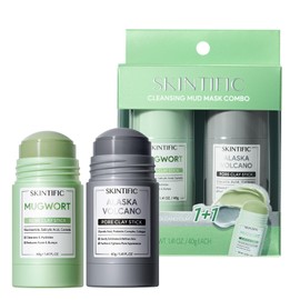 SKINTIFIC Kit de Mascarillas Faciales en Barra 2 Piezas - Arcilla Volcánica para Puntos Negros y Limpieza de Poros  Artemisia para Control de Acné y  