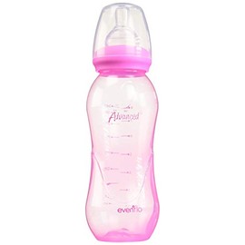 Evenflo Advanced Biberón Anticólicos, Cuello Estándar, Rosa, Silicón Libre de BPA, Flujo Medio, 240ml, 8oz, 3+ Meses, 1 Pieza