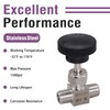 Napredak Needle Valve, Male 1/4 NPT Ports, Stainless Steel Body,