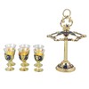 6Pcs Chinese Chalice Retro Style Zinc Alloy Glass Embossed Flower