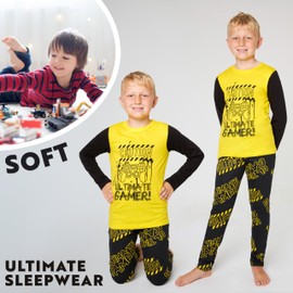 CityComfort Children's Gaming Pyjamas Set, Teenagers, Boys and Girls, black/yellow