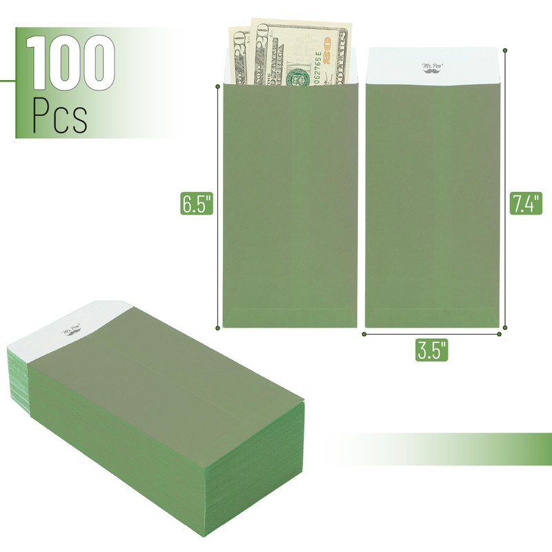 Mr. Pen- Money Envelopes for Cash, 100 Pack, 6.5" x