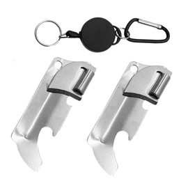 WTUSGA Mini Can Opener, 2 Pcs Mini Can Opener Stainless Steel Military Can Opener Camping Tin Opener with 1 Pc Retractable Badge Holder for Home Outdoor Camping