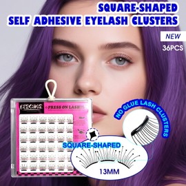 BERSHNOR Square-Shaped Self Adhesive Eyelashes Clusters Fake Lashes Stick on Lashes No Glue Needed