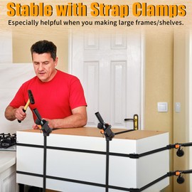 Feekoon Strap Clamps for Woodworking, Quick Release Band Clamps with 4 Corner Claws, Thick and Sturdy Belt Clamps, Adjustable Picture Frame Clamp Tool (4 Packs)