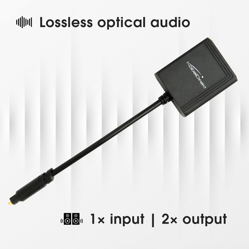KabelDirekt Optical Audio Splitter – 1 in 2 Out Toslink