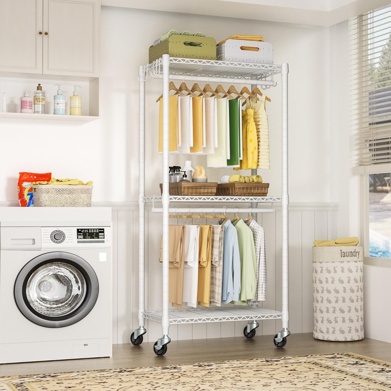 FUTASSI P3 Mini Rolling Clothes Rack, Clothing Racks for Hanging