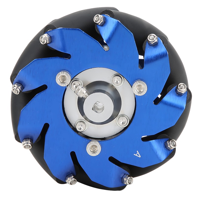 4in Mecanum Wheel Right Aluminum with TPU Rubber Rollers Industrial