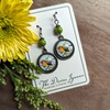 Victorian Robin Bird Earrings Reversed Decoupage Glass Cabochon