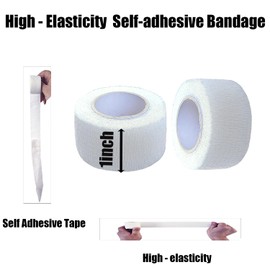 Hysiwen 6 Pack 1" x 5 Yards Self Adhesive Bandage Breathable Cohesive Wrap Self Adherent Vet Tape Self Stick Bandage Wrap for Sports, Athletic, Wrist, Ankle(White)
