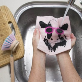 Retro Kitchen Compostable Sponge Cloth - Cow, 1 Cloth