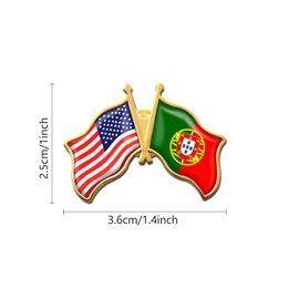 6/ Pack -American Portugal Friendship Flag Pins Bulk -1.4” Metal US USA Portuguese Lapel Pins Badge Button Button Souvenir