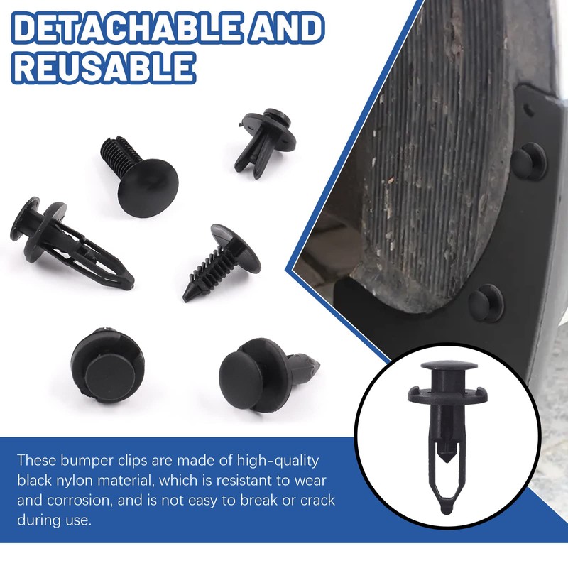 Glarks 245Pcs 12 Sizes Car Retainer Clips Nylon Bumper Push
