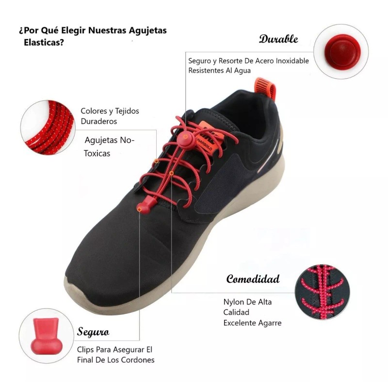 Patry Deluxe 2 Pares De Agujetas Elásticas Sin Nudo Ajustables