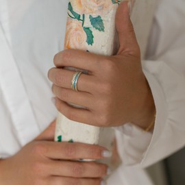 Tela Jewelry Genuine .925 Sterling 5A Cubic Zirconia Eternity Bands Blue Yellow Colors of Ukraine | Ukranian Ring Sterling Silver | Minimalist Design (Gold-plated Sterling Silver, 9 US)