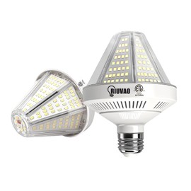 RIUVAO 2 Pack 40W LED Corn Light Bulb, 6000LM Super Bright 400W Equivalent, 5000K Daylight White E26/E27 Base, High Lumen Corn Cob Lamp for Garage, Warehouse, Barn, Workshop, Indoor Outdoor