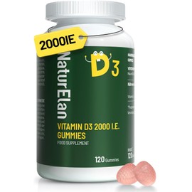 Vitamin D3 Children's Gummy Bears - 2000 IU, 120 Gummy Bears, 1 Rubber Every 4 Days for Immune System, 1+ Year Supply, Laboratory Tested
