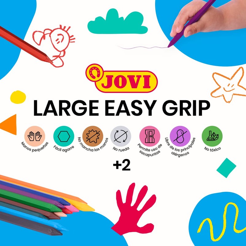 Jovi – Hexagonal Plastic Case Of 24 Wax Crayons Assorted