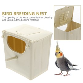 TEHAUX Caja de cría de loros, caja de nido de pájaros, jaula de plástico, para colgar cabaña de pájaros para pinzones, cacatúas, periquitos, conure loros (color amarillo al azar)