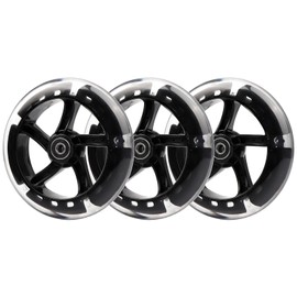 WHEELGOO Wiggle Scooter 145mm White Light-Up Replacement Wheels Front/Rear for Y Fliker 3-Wheeled Swing Scooter (3)