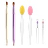 6 Pcs Retractable Lip Brush Set, Silicone Lip Brush Lip