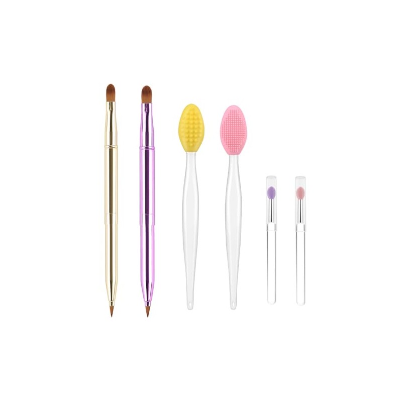 6 Pcs Retractable Lip Brush Set, Silicone Lip Brush Lip
