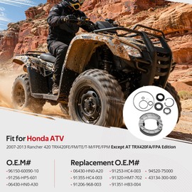 Rear Brake Drum Bearing Seals Shoes Kit for Honda Rancher 420 TRX420 2007-2013 O.E.M# 96150-60090-10 91256-HP5-601 06430-HN0-A30